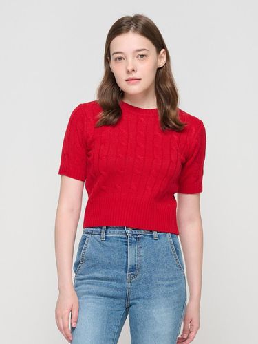 Twisted Cable Short-Sleeved Cropped Knitwear () - ROIDESROIS - Modalova