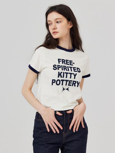 Ringer Crop Short-Sleeved T-Shirt - KITTY POTTERY - Modalova