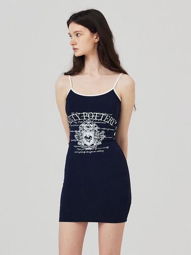 Sleeveless Graphic Mini Dress Navy - KITTY POTTERY - Modalova