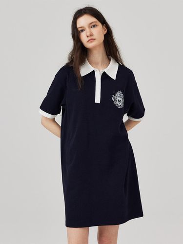 Cara Waffle Mini Dress Navy - KITTY POTTERY - Modalova