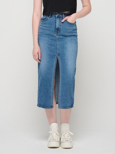 Slim front slit hidden banded long slit denim skir - ROIDESROIS - Modalova