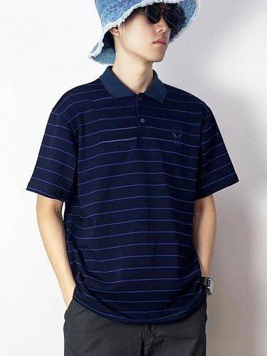 Stripe Polo Shirt Indigo - NAVY SCANDAL - Modalova