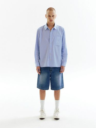 Vertical Logo Stripe Shirt Blue - CHOWOO - Modalova