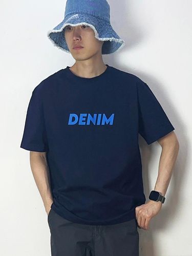 Denim Print Short-Sleeve T-Shirt - NAVY SCANDAL - Modalova