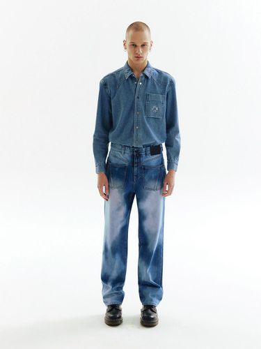 Round Logo Denim Shirt Blue - CHOWOO - Modalova