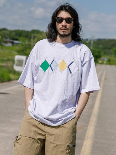 Argyle Patchwork Short Sleeve Tee Back Vocalyptic - RUGGED HOUSE - Modalova