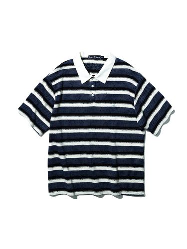 Surfer Stripe Grunge Collar T-shirt_Blue - Trip LE Sens - Modalova