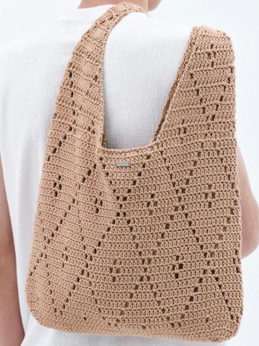 Patterned Oversized Crochet Shoulder Bag_Beige - Trip LE Sens - Modalova