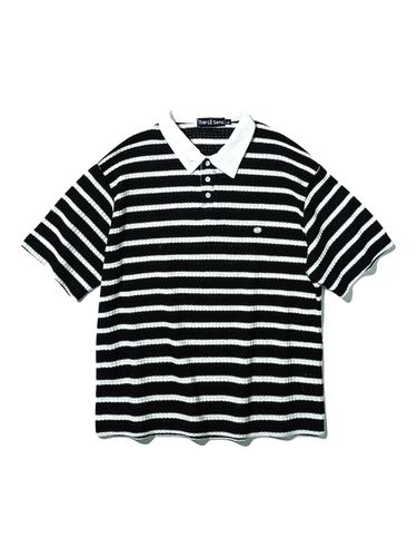 Surf Stripe Waffle Collar T-shirt_Black - Trip LE Sens - Modalova