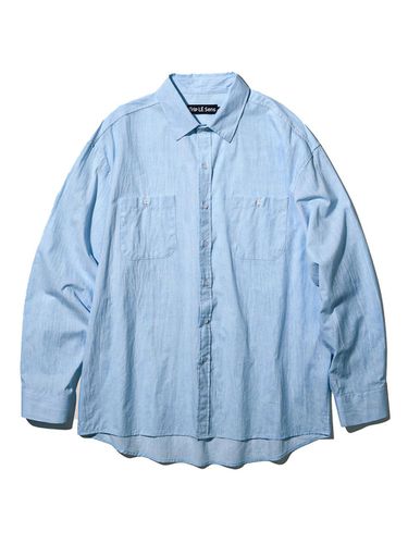 Washed Crack Tie Dye Two-Pocket Shirt_Blue - Trip LE Sens - Modalova