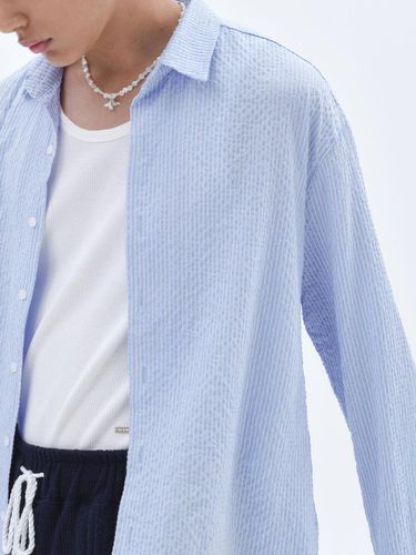 Summer Pleats Oversized Shirt_Stripe Light Blue - Trip LE Sens - Modalova