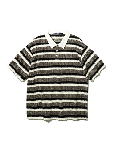 Surfer Stripe Grunge Collar T-shirt_Brown - Trip LE Sens - Modalova