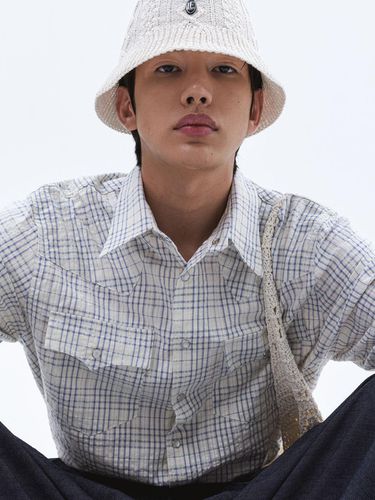 Western Cotton Checkered Shirt_Blue - Trip LE Sens - Modalova