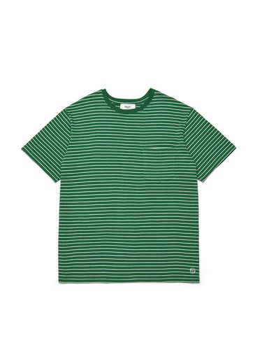 STRIPED POCKET LOOSE T-SHIRT GREEN - Rolling Studios - Modalova