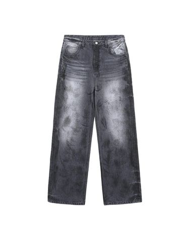 Dirty washed denim pants_dusty black - ULKIN - Modalova