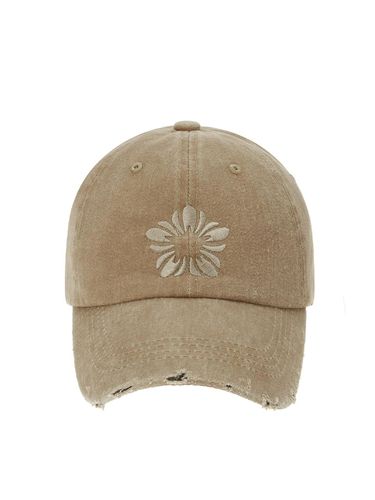 Runway]Hibiscus Embroidery Pigment Ball Cap_Beige - ULKIN - Modalova