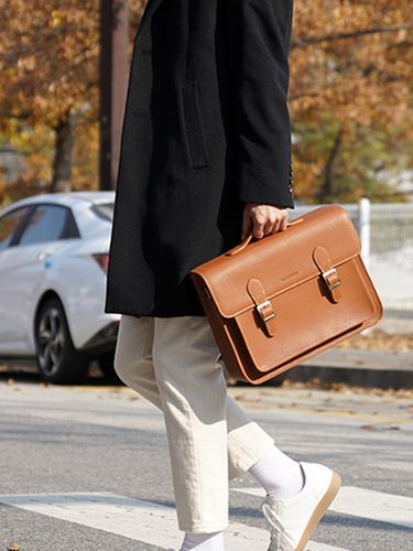 Leather Satchel Bag Messenger Bag_Deep Brown - LOTUFF - Modalova