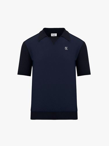 Men's Hybrid Short-Sleeved Knitwear (Navy) - FAIRLIAR GOLF - Modalova