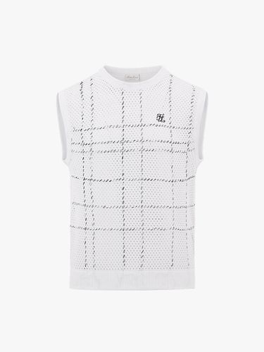 Men's Checkered Handmade Vest (White) - FAIRLIAR GOLF - Modalova