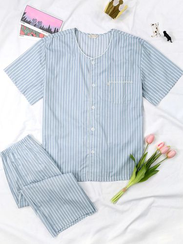 Big Size Pure Cotton Stripe Pajama Set _ - MAY FLOWER - Modalova