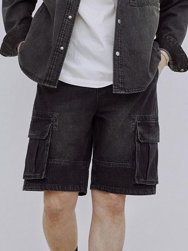 Denim Cargo Shorts _ Black - ADHOC - Modalova