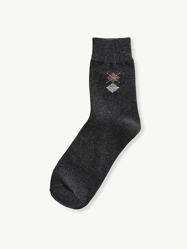 Formal Ankle Small Argyle Socks_Charcoal - STCO - Modalova