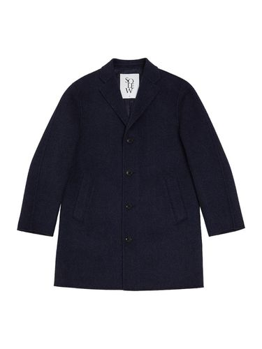 Raglan-Patterned Handmade Coat_Navy - SOLEW - Modalova