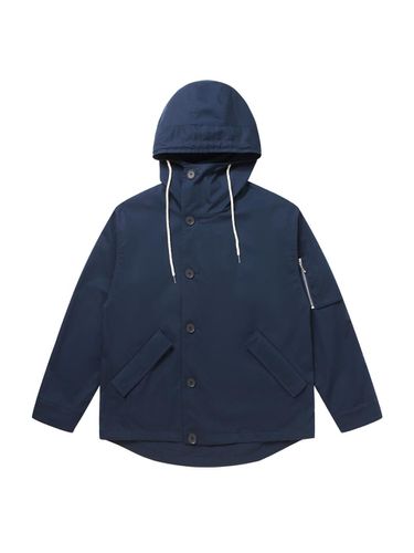 Cotton Hooded Windbreaker_Navy - SOLEW - Modalova