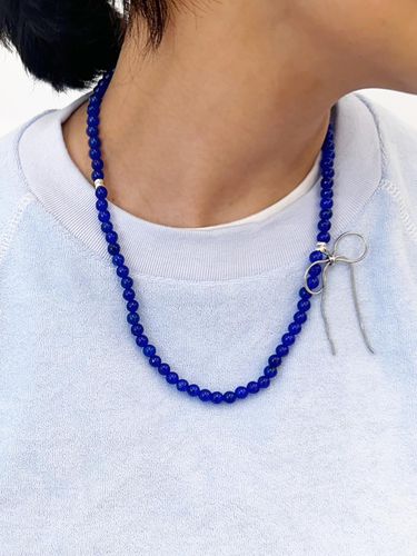 Blue Crystal Silver Ribbon Necklace-JN0014 - andseeyou - Modalova