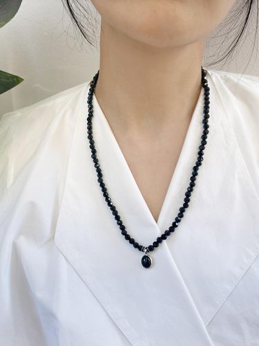 Shiny onyx long necklace-JN0023 - andseeyou - Modalova