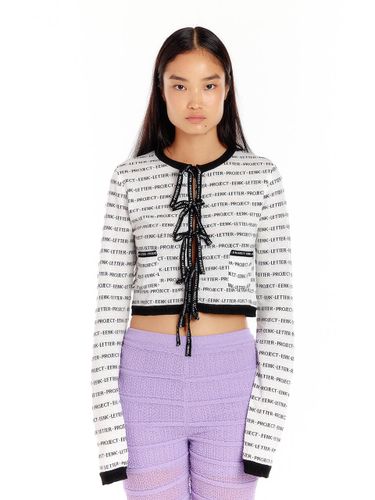 UNITY Lettering Short Cardigan - White/Black - EENK - Modalova