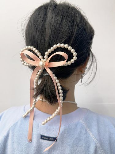 Pearl ribbon hairpin-JH0010 PINK - andseeyou - Modalova