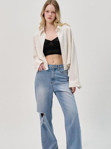 Blanche Rayon Crop Shirt_White - SORRY TOO MUCH LOVE - Modalova