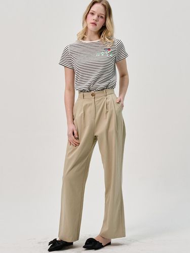 Semi Wide Pintuck Cotton Pants_Beige - SORRY TOO MUCH LOVE - Modalova