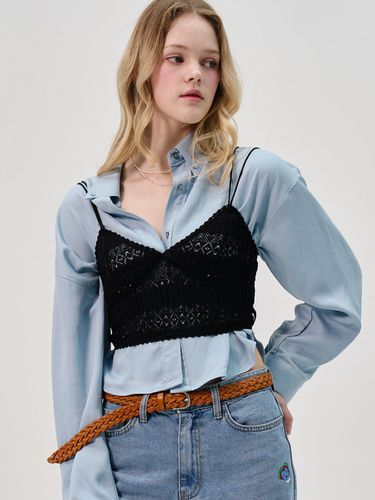 Blanche Rayon Crop Shirt_Blue - SORRY TOO MUCH LOVE - Modalova