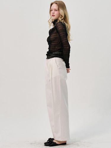 Semi Wide Pintuck Cotton Pants_White - SORRY TOO MUCH LOVE - Modalova