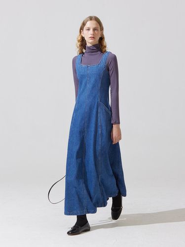 Clerk denim long sleeveless dress - blue - ADAUL - Modalova