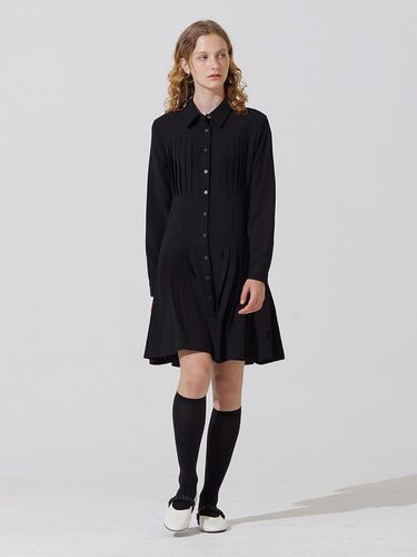 Pleated Midi Shirt Dress - black - ADAUL - Modalova