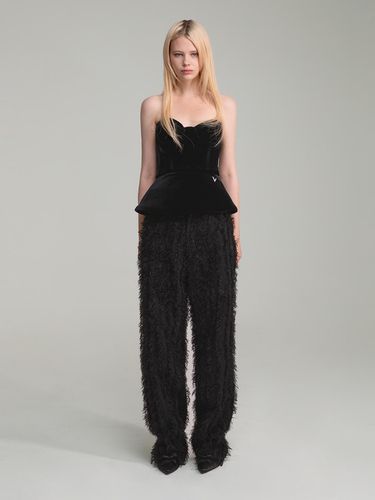 Fake Feather 5 Pocket Pants Black - vente - Modalova