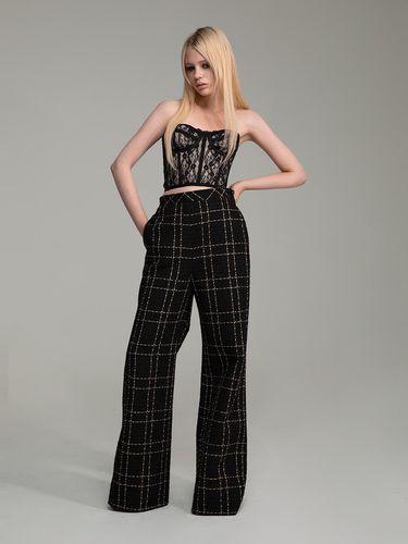 Gold & Black Tweed Wide Pants - vente - Modalova