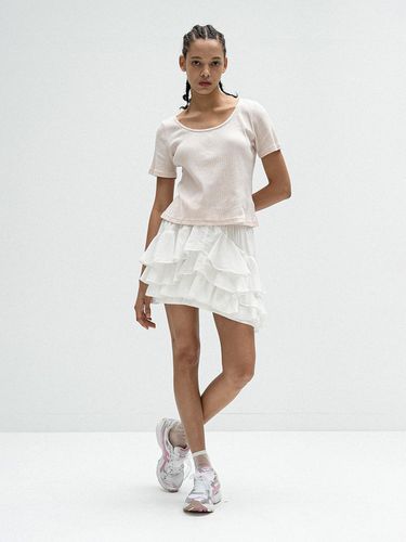 Cotton & Silk Tiered Mini Skirt Off-white - vente - Modalova