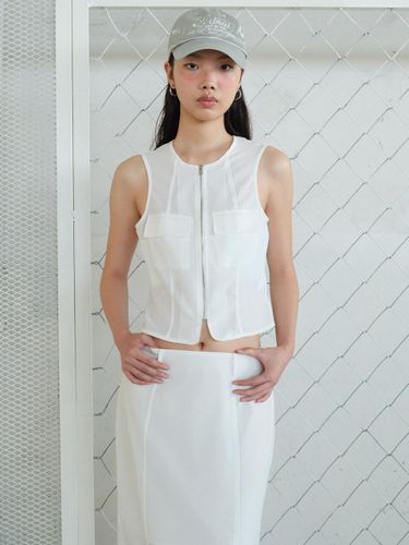 Pocket zipper Sleeveless Shirt - answerisyes - Modalova