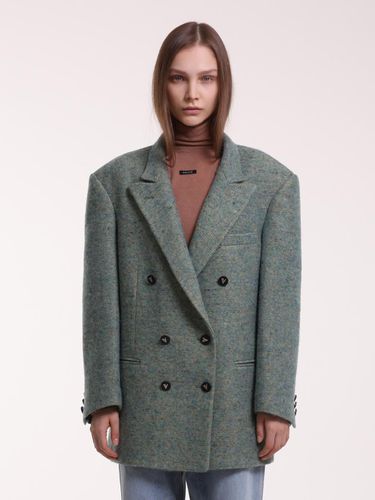 Oversized Wool Jacket Green Melange - vente - Modalova