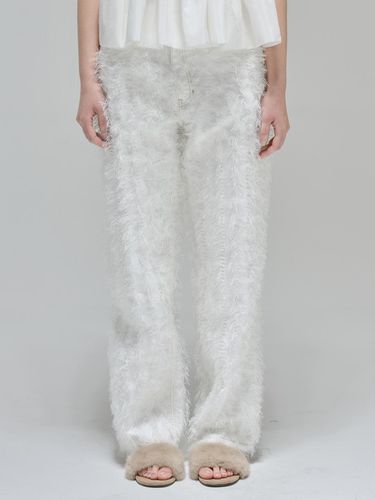 Fake Feather 5 Pocket Pants White - vente - Modalova