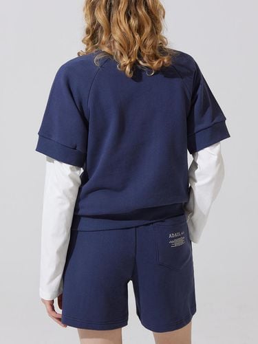 Back Lettering Half Sweatpants - Navy - ADAUL - Modalova