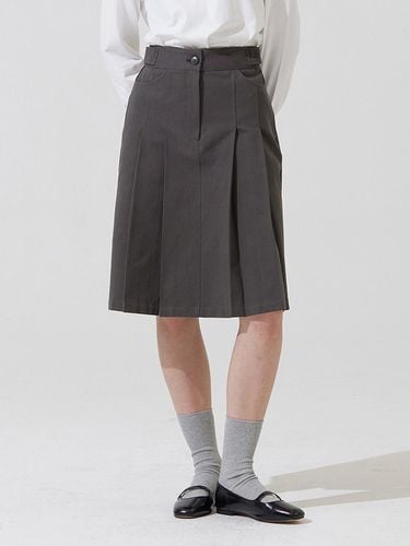 Slan back button pleats midi skirt - charcoal - ADAUL - Modalova