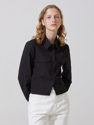 Cargo pocket cropped long shirts - black - ADAUL - Modalova