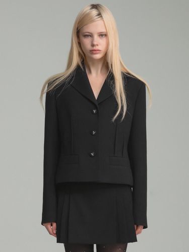 Button Pintuck Wool Jacket Black - vente - Modalova