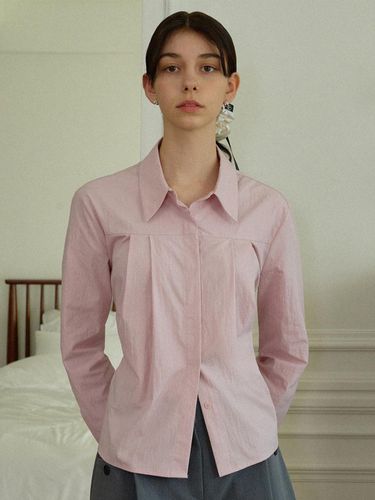 Front pintuck solid shirts - pink - ADAUL - Modalova