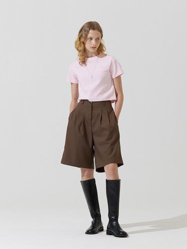 Taz two pintuck bermuda shorts - brown - ADAUL - Modalova